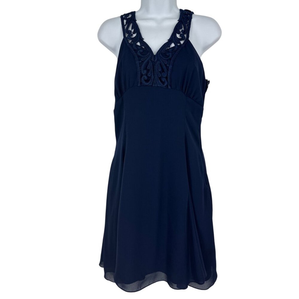 Vintage Scott McClintock Sleeveless Cocktail Dress Lace Back & V-Neck Size 10